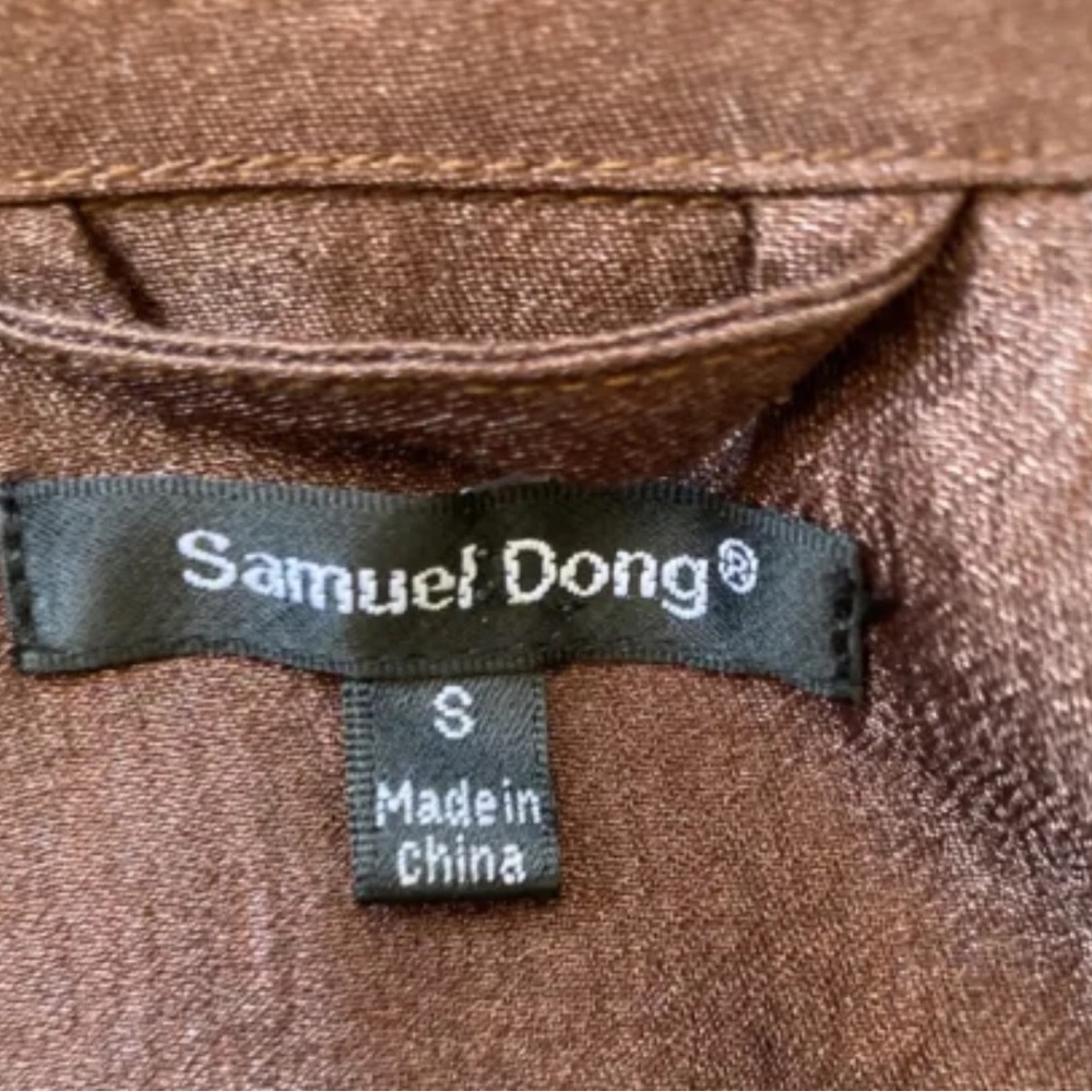 Samuel Dong Bubble Hem Jacket Coat Dress Brown Small - Picture 5 of 10